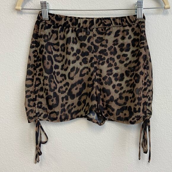 New Aiello by Frankie’s Bikinis Leopard Print Ruched Sheer Shorts Coverup XS - Picture 3 of 14